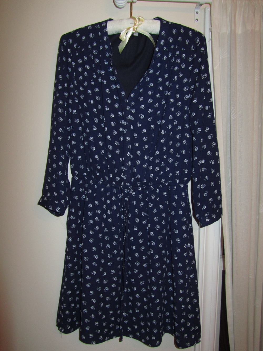 DR2 Navy Blue Floral Long-Sleeve Dress